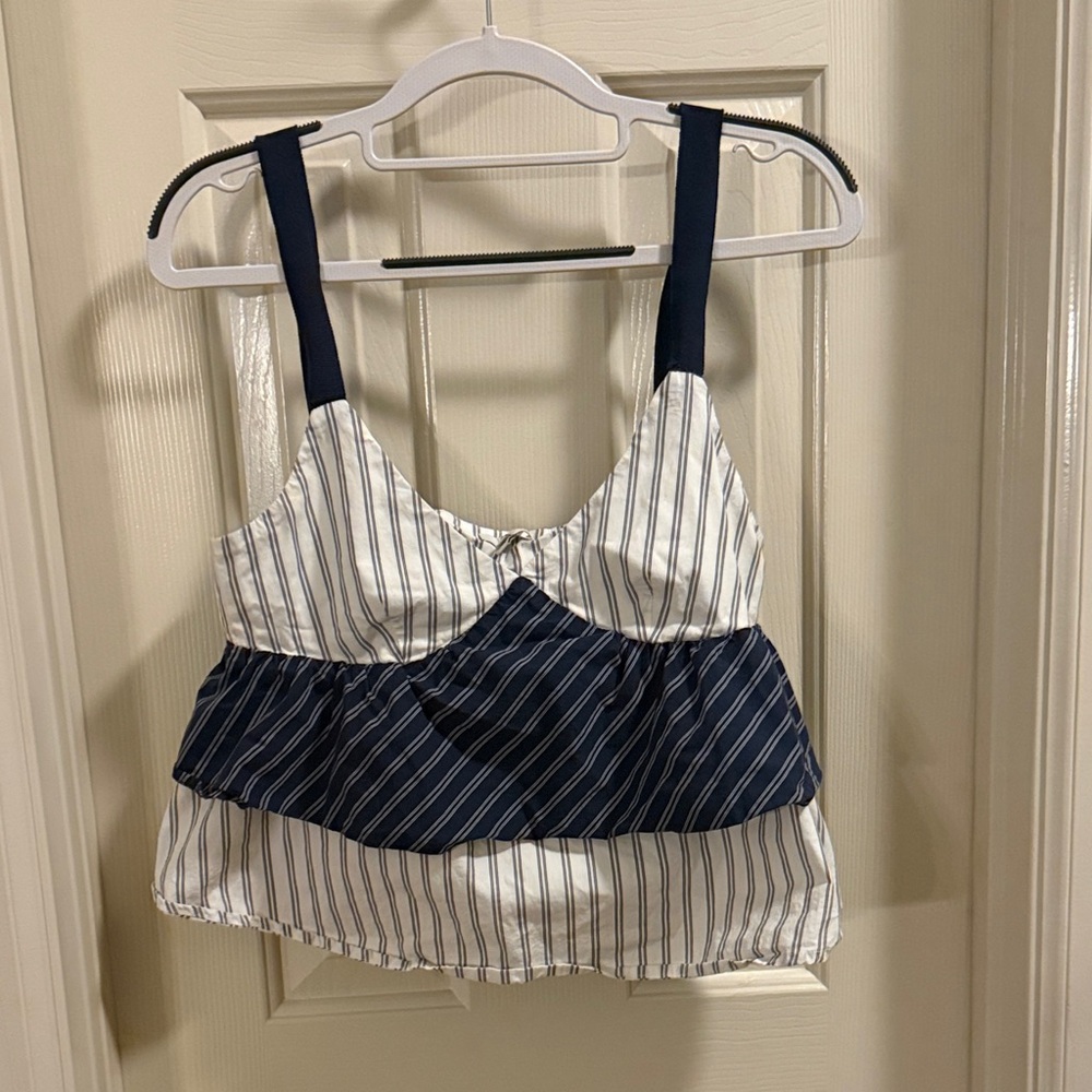 Joie Marjie, Navy & White Stripped Strap Top